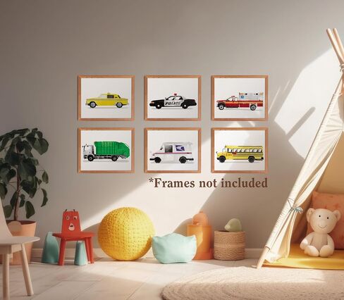 Boys Room Decor - Set of 6 Posters // Dump Truck Firetruck Tractor Car Carrier Timber Garbage Prints // Boy Bedroom Transportation Wall Art // Boy Nursery Prints // For Toddlers (8x10, Set10) in Saudi Arabia