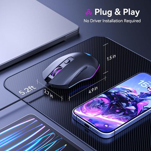 Wired Gaming Mouse for PS4, Xbox One, PC Computer & Laptop, Games & Work, Side Buttons & LED Backlit Lights (GM300) in Saudi Arabia