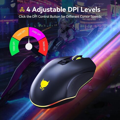 Wired Gaming Mouse for PS4, Xbox One, PC Computer & Laptop, Games & Work, Side Buttons & LED Backlit Lights (GM300) in Saudi Arabia