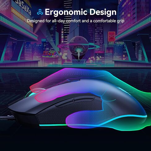 Wired Gaming Mouse for PS4, Xbox One, PC Computer & Laptop, Games & Work, Side Buttons & LED Backlit Lights (GM300) in Saudi Arabia