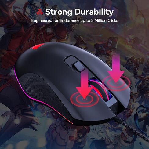 Wired Gaming Mouse for PS4, Xbox One, PC Computer & Laptop, Games & Work, Side Buttons & LED Backlit Lights (GM300) in Saudi Arabia