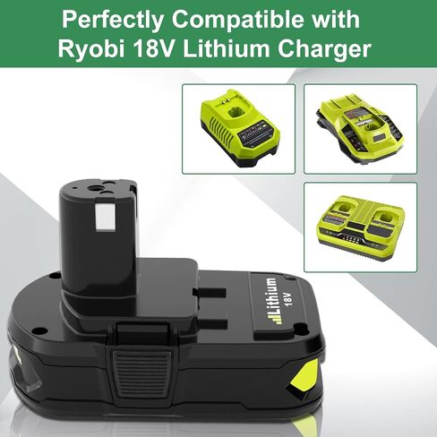 3000mAh Lithium-ion Replacement for Ryobi 18V Battery Compatible with Ryobi 18 Volt Battery P102 P103 P105 P107 P108 P109 P104 Power Cordless Tools in Saudi Arabia