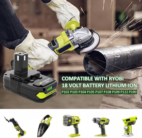 3000mAh Lithium-ion Replacement for Ryobi 18V Battery Compatible with Ryobi 18 Volt Battery P102 P103 P105 P107 P108 P109 P104 Power Cordless Tools in Saudi Arabia