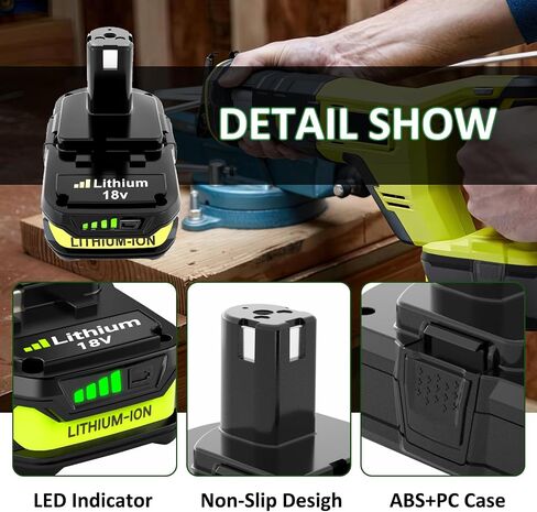 3000mAh Lithium-ion Replacement for Ryobi 18V Battery Compatible with Ryobi 18 Volt Battery P102 P103 P105 P107 P108 P109 P104 Power Cordless Tools in Saudi Arabia