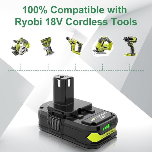 3000mAh Lithium-ion Replacement for Ryobi 18V Battery Compatible with Ryobi 18 Volt Battery P102 P103 P105 P107 P108 P109 P104 Power Cordless Tools in Saudi Arabia