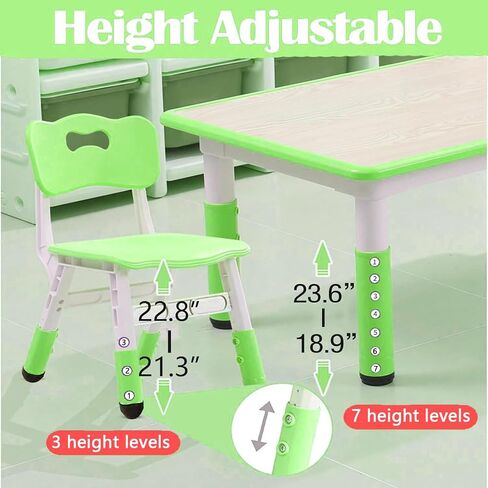 GAOMON Kids Table and 6 Chair Set,Height Adjustable Toddler Arts & Crafts Table and Chair Set for Ages 2-10,Max 300lbs Kids Activity Art Table for Classroom Daycares,Home in Kuwait