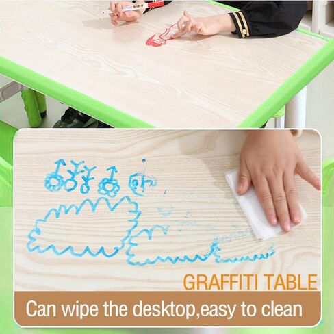 GAOMON Kids Table and 6 Chair Set,Height Adjustable Toddler Arts & Crafts Table and Chair Set for Ages 2-10,Max 300lbs Kids Activity Art Table for Classroom Daycares,Home in Kuwait