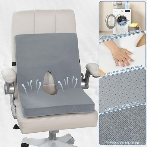 Lumbar Support Seat Cushion,Ergonomic Lumbar Support for Posture Correction Cushion and Tailbone Pain Relief, Foldable and Portable Back Rest Coccyx Pillow for Office Chair,Car,Travel(Black) in Saudi Arabia