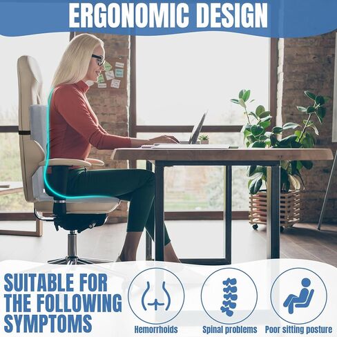 Lumbar Support Seat Cushion,Ergonomic Lumbar Support for Posture Correction Cushion and Tailbone Pain Relief, Foldable and Portable Back Rest Coccyx Pillow for Office Chair,Car,Travel(Black) in Saudi Arabia