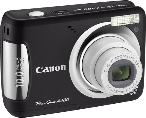 كاميرا Canon PowerShot A480 الرقمية بدقة 10 ميجابكسل مع زووم بصري 3.3x وشاشة LCD مقاس 2.5 بوصة (أسود) (متجددة) in Saudi Arabia