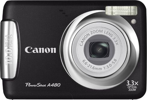 كاميرا Canon PowerShot A480 الرقمية بدقة 10 ميجابكسل مع زووم بصري 3.3x وشاشة LCD مقاس 2.5 بوصة (أسود) (متجددة) in Saudi Arabia