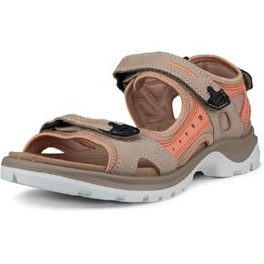 ECCO Women's Yucatan Sport Sandal, Nude/Coral Nubuck, 5-5.5