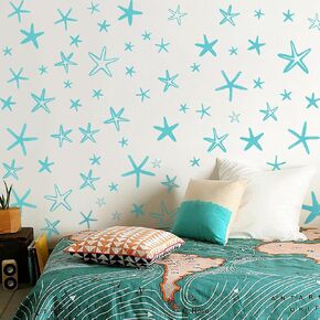 Starfish Wall Sticker，Starfish Decals，Colorful Underwater Starfish Wall Stickers,Sea Stars Ocean Animal Wall Decals,Peel & Stick Wall Stickers Decals for Bedroom Nursery Furniture Decoration.