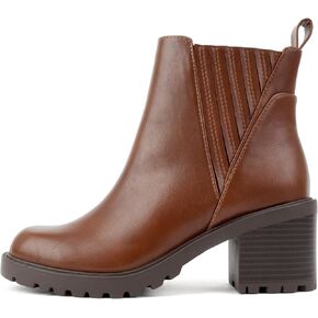 Soda “Wisely" ~ Women Round Toe Finger Gore Lug Sole Low Heel Ankle Boot