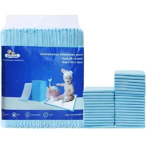 Cute 'n' Cuddle Baby Disposable Changing Bed Pads for Baby Adults with Extra Large Waterproof Underpads Disposable Incontinence Absorbency Mats Pack of 45 Blue (60x45')