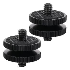 2 Pack 1/4"-20 Camera Male Thread Screw Double End, Camera Screws Threaded Insert Camera Mount Screws, Hot Shoe Mount Adapter Tripod Screw (Black)