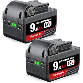 2Pack 9000mAh Replacement for Milwaukee M-18 Battery Compatible with Milwaukee Battery 18V 48-11-1811 48-11-1815 48-11-1820 48-11-1822 48-11-1828 48-11-1840 48-11-1841 48-11-1850