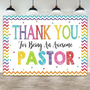 Pastor Appreciation Day Banner Decorations Backdrops Gifts for Men Thank You for All You Do We Appreciate You Sign Wall Party Decor Supplies Photo Booth Photography Background 7x5ft