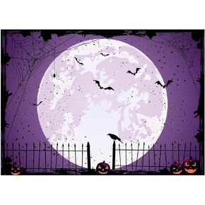 WOLADA Halloween Backdrop Halloween Party Backdrop Halloween Moon Backdrop Halloween Photo Backdrop Trunk or Treat Car Decorations 7x5FT 12596
