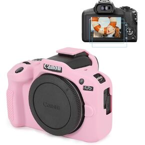EOS R100 Camera Case & LCD Screen Protector Accessories Kit, Soft Silicone Case for Canon EOS R100 Camera, Lightweight Skin Body Rubber Protective Cover for EOS R100 - Pink