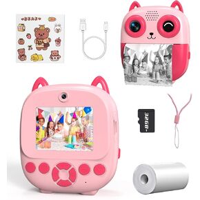 Kids Camera Instant Print, Selfie Camera for Kids,1080P Toddler Digital Camera Toys for Age 3-12,Christmas Birthday Gifts for 3 4 5 6 7 8 Year Old Girls Boys,32G Card,Pink