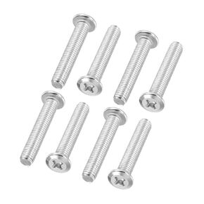 PATIKIL Flat Round Head Phillips Screws, 8 Pack M8-1.25 x 16mm Binding Screws 304 Stainless Steel 18-8 Full Thread, Phillips Drive Machine Screw Furniture Screw Connector Bolts