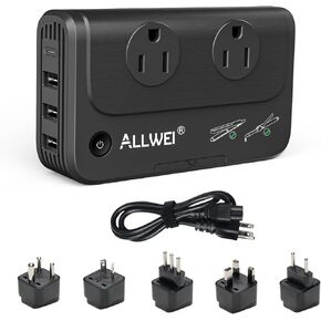 ALLWEI International Travel Adapter 220V to 110V Step Down Power Voltage Converter for Hair Straightener/Curling Iron, Universal Power Plug Adapter UK, US, AU, EU, IT, India …