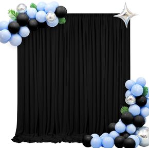 2 Panels Black Backdrop Curtains for Parties, 5ft x 10ft Polyester Black Backdrop Background Panels with Rod Pockets,Photography Backdrop Drapes for Party Ceremony Wedding Window Decorations(2Pcs)