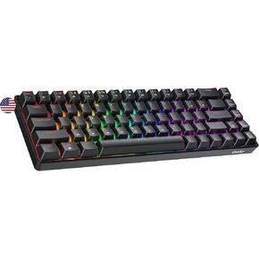 Geeky GK65 65% | Hot Swappable Mechanical Gaming Keyboard | 68 Keys Multi Color RGB LED Backlit for PC/Mac Gamer | ANSI US American Layout (Black, Mechanical Speed Yellow)