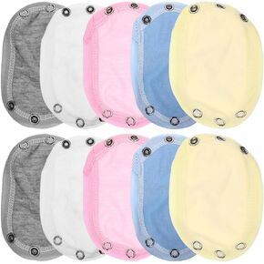 Ipetboom 10pcs Baby Bodysuit/Onesie Extenders, Baby Romper Crotch Extender Baby Jumpsuits Extenders Snaps Child Bodysuit Extenders Diaper Toddler Utility Jumpsuits Extenders(multicolor)