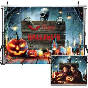 10X8FT Halloween Party Backdrop Horror Cemetery Night Ghost Skeleton Background Horror Pumpkin Halloween Background Photography Backdrops DH-703