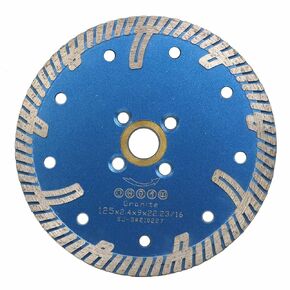 5 Inch Dry Turbo Diamond Cutting Blade for Granite Continuous Rim with Protection Teeth Granite Blade