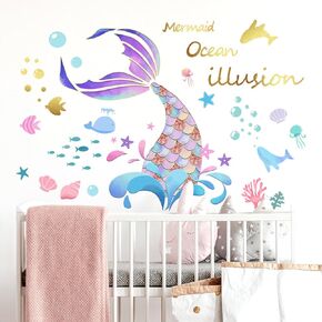 Wall Decals, Decor for Baby Nursery, Mermaid Tail Pattern Stickers