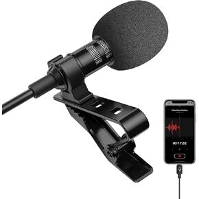 ttstar Wired Lavalier Microphone for iPhone Video Recording with 9.84ft Long Cord Omni Lav Mic Plug & Play for YouTube Vlogging