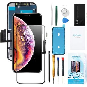 Premium for iPhone XR Screen Replacement 6.1' 3D Touch LCD Complete Repair kit Digitizer Display Assembly with Back Plate, Waterproof Adhesive, Tempered Glass, Tools(Model A1984, A2105, A2106, A2108)