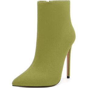JUSTDANNI Ankle Boots for Women Stiletto High Heel Pointed Toe Short Boots Shopping Dating Meeting Comfortable Side Zipper Ankle Booties