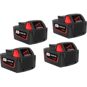 18V 4 Pack 5.0Ah Replacement for Milwaukee M18 Battery Compatible with Milwaukee M18 Cordless Power Tools 18V Lithium Battery and Milwaukee 18V Chargers