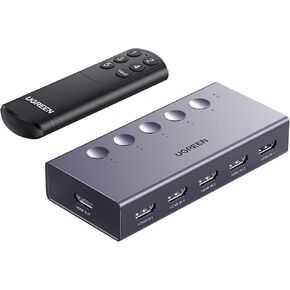 محول HDMI 5 في 1 من UGREEN، 4K@60 هرتز، مقسم HDMI مع جهاز تحكم عن بعد 5 منافذ HDMI محدد يدعم 3D CEC HDR HDCP2.2 متوافق مع PS5/4/3 Xbox Nintendo Switch Roku TV Fire Stick in Kuwait