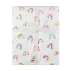 Mud Pie Children's Nursery Chenille Blanket, Milky Rainbow, 34" x 28"