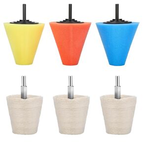 6PCS Car Wheel Hub Drill Buffing Sponge Pads Kit, 1/4" Shank Polishing Wheel Flannelette Pads, for Automotive, Metal, Wood, Glass,Stainless Steel,etc