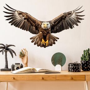 Lifelike Flying Bald Eagle Bird Wall Decal Nursery Animal Wall Sticker Removable Peel and Stick Wall Art Decor for Kid Baby Classroom Preschool Living Room Playroom Bedroom School