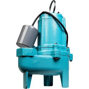 Little Giant 9SC-CIM 115 Volt, 4/10 HP, 6000 GPH Manual Epoxy-Coated Cast Iron Submersible Sewage Pump, 20-Ft. Cord, Blue, 509413