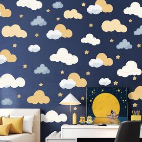 3 Sheets Colorful Clouds Wall Stickers Removable DIY Stars and Clouds Wall Decal Peel and Stick Vinyl Blend Color Cloud Decor for Girls Kids Bedroom Nursery Classroom Playroom Party Decoration