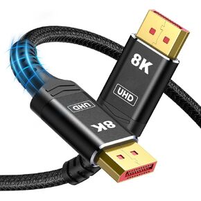 Capshi 8K 4K DisplayPort Cable, 3.3FT DP Cable 1.4 [VESA Certified, 32.4Gbps, 8K@60Hz,4K@144Hz,2K@239Hz], Bradied High Speed Display Port Cable for Gaming Monitor, HDR/FreeSync/G-Sync, Graphics Card