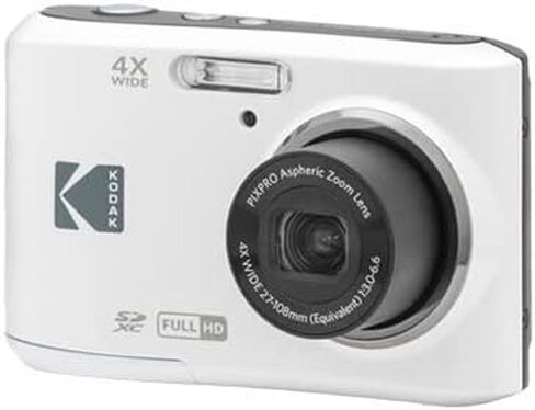كاميرا رقمية KODAK PIXPRO Friendly Zoom FZ45-WH بدقة 16 ميجابكسل مع زووم بصري 4X وزاوية عريضة 27 مم وشاشة LCD مقاس 2.7 بوصة (أبيض) مع مجموعة تنظيف وبطاقة ذاكرة 32 جيجابايت وحقيبة كاميرا وبطاريات (5 عناصر) in Saudi Arabia