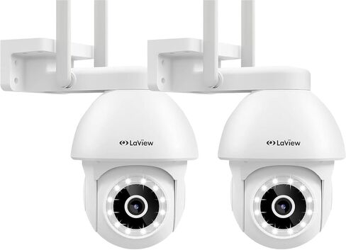 كاميرا مراقبة LaView 4MP و5MP 5G&2.4 جيجا هرتز واي فاي خارجية سلكية ملونة للرؤية الليلية، كاميرات 2K لأمن المنزل، كشف الإنسان بالذكاء الاصطناعي والتتبع التلقائي (عبوتان أبيضتان) in Kuwait