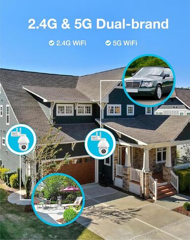 كاميرا مراقبة LaView 4MP و5MP 5G&2.4 جيجا هرتز واي فاي خارجية سلكية ملونة للرؤية الليلية، كاميرات 2K لأمن المنزل، كشف الإنسان بالذكاء الاصطناعي والتتبع التلقائي (عبوتان أبيضتان) in Kuwait