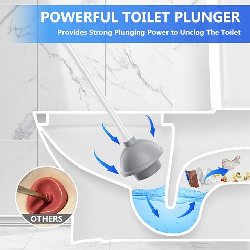 Toilet Plunger with Holder, Plunger with Unique Holder, Plungers for Bathroom with Holder, Toilet Plunger Heavy Duty (1, Grey) in Kuwait