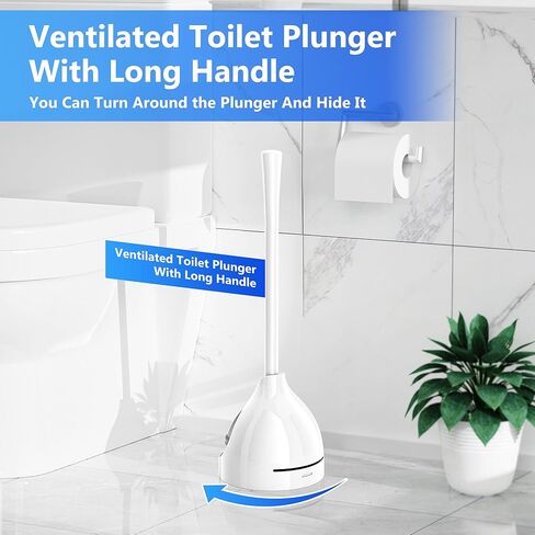 Toilet Plunger with Holder, Plunger with Unique Holder, Plungers for Bathroom with Holder, Toilet Plunger Heavy Duty (1, Grey) in Kuwait