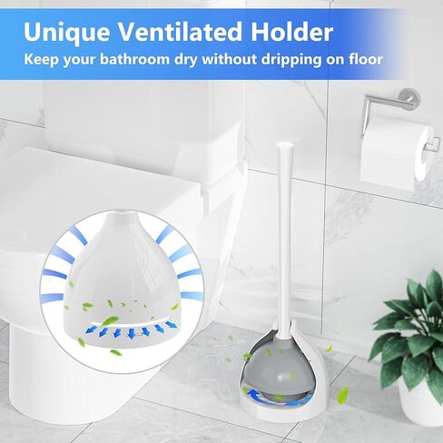 Toilet Plunger with Holder, Plunger with Unique Holder, Plungers for Bathroom with Holder, Toilet Plunger Heavy Duty (1, Grey) in Kuwait